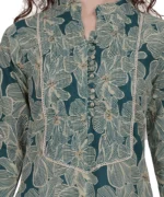 Green Floral Straight Kurta Set - Image 7
