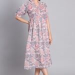floral printed cotton maxi dress for women