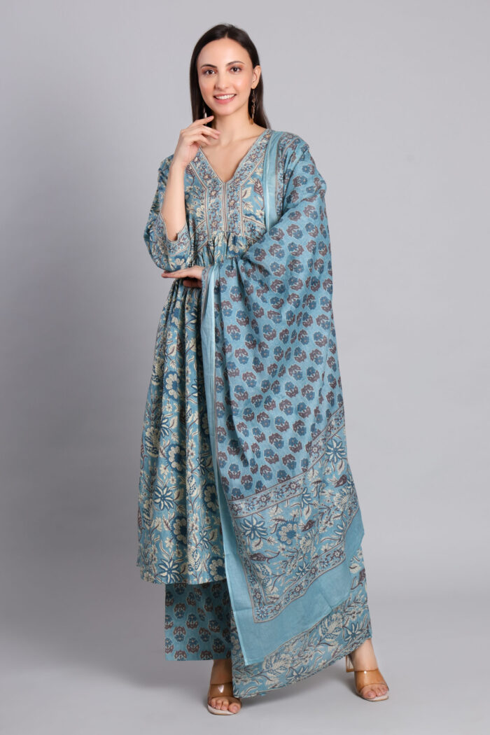 Aqua Bloom Anarkali Set - Image 2